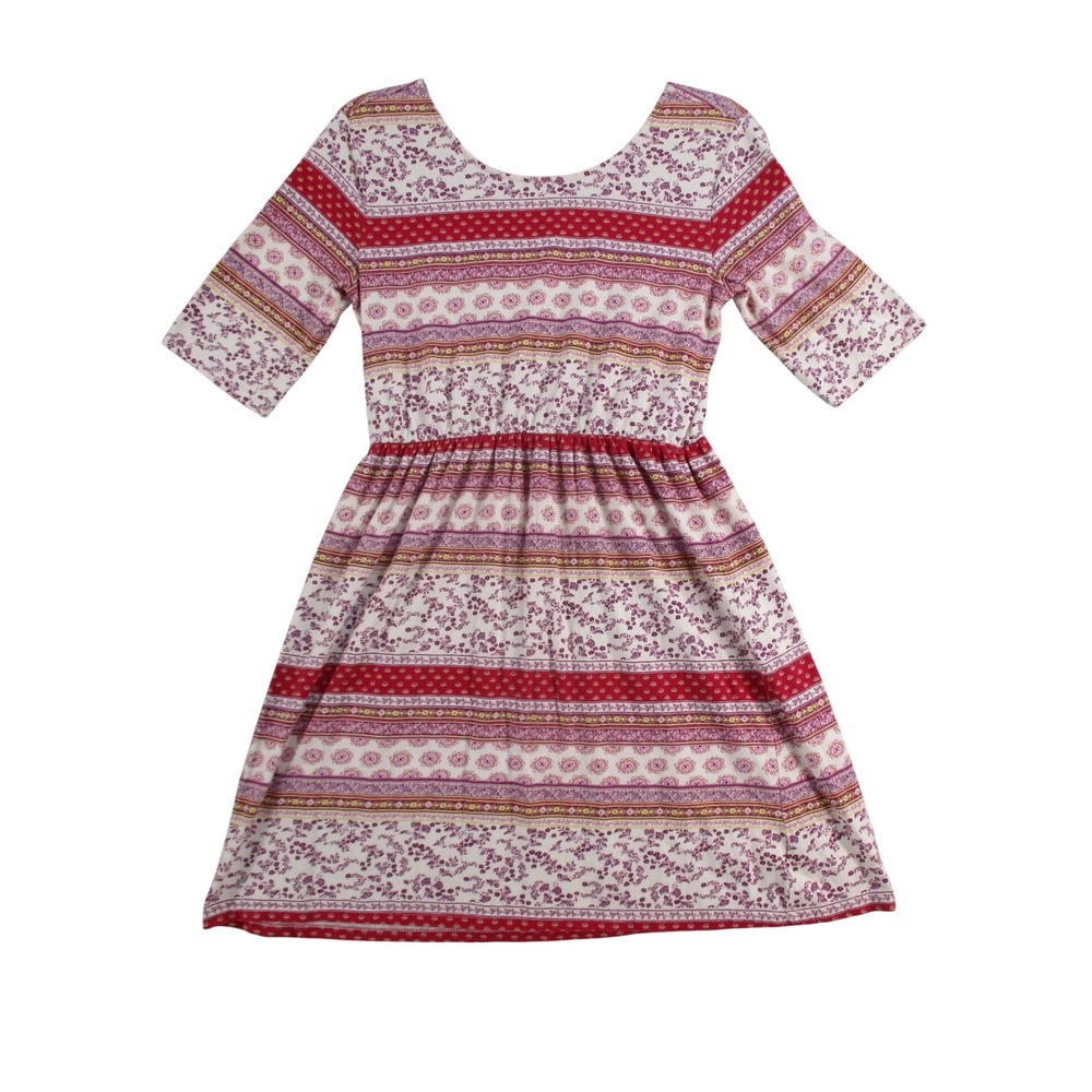 Old Navy Womens XXL 16 Red Purple Floral Border Print Cotton Knit Mini Dress